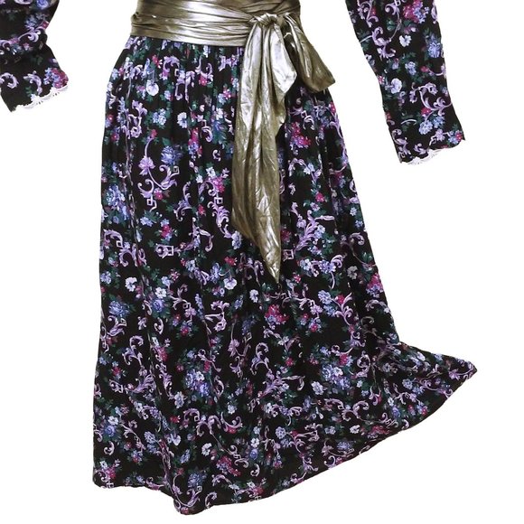 Vintage '87 Scott McClintock 2-pc Set Victorian Lace Blouse Skirt Dark Floral - Picture 4 of 12